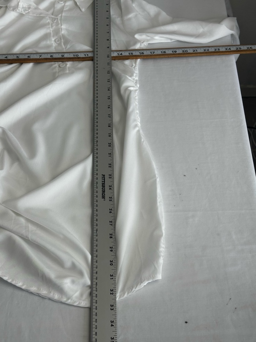 White Satin-Look Ruched Shirt Dress Minimalist Chic Side Tie Button Front Sz S - Picture 5 of 11
